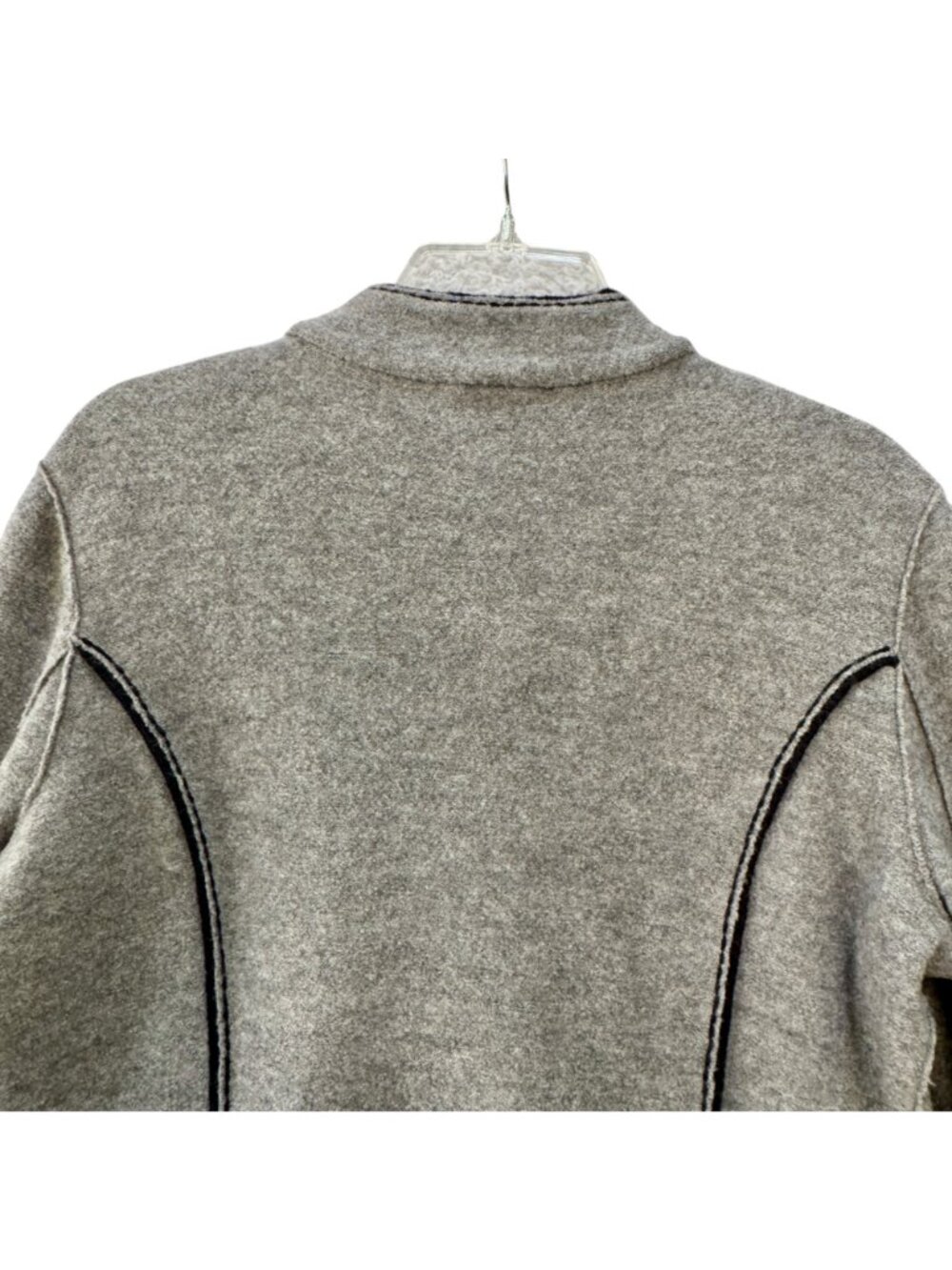 Talbot's Merino Wool Cardigan Jacket Medium Petite Grey Military Dark Academia - Picture 8 of 13